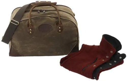 Frost River Flight Bag - Waxed Canvas and Leather Carry On Luggage Pack, Durable Weekender with Cotton Web Shoulder Strap, Medium, 57 Liter, Field Tan