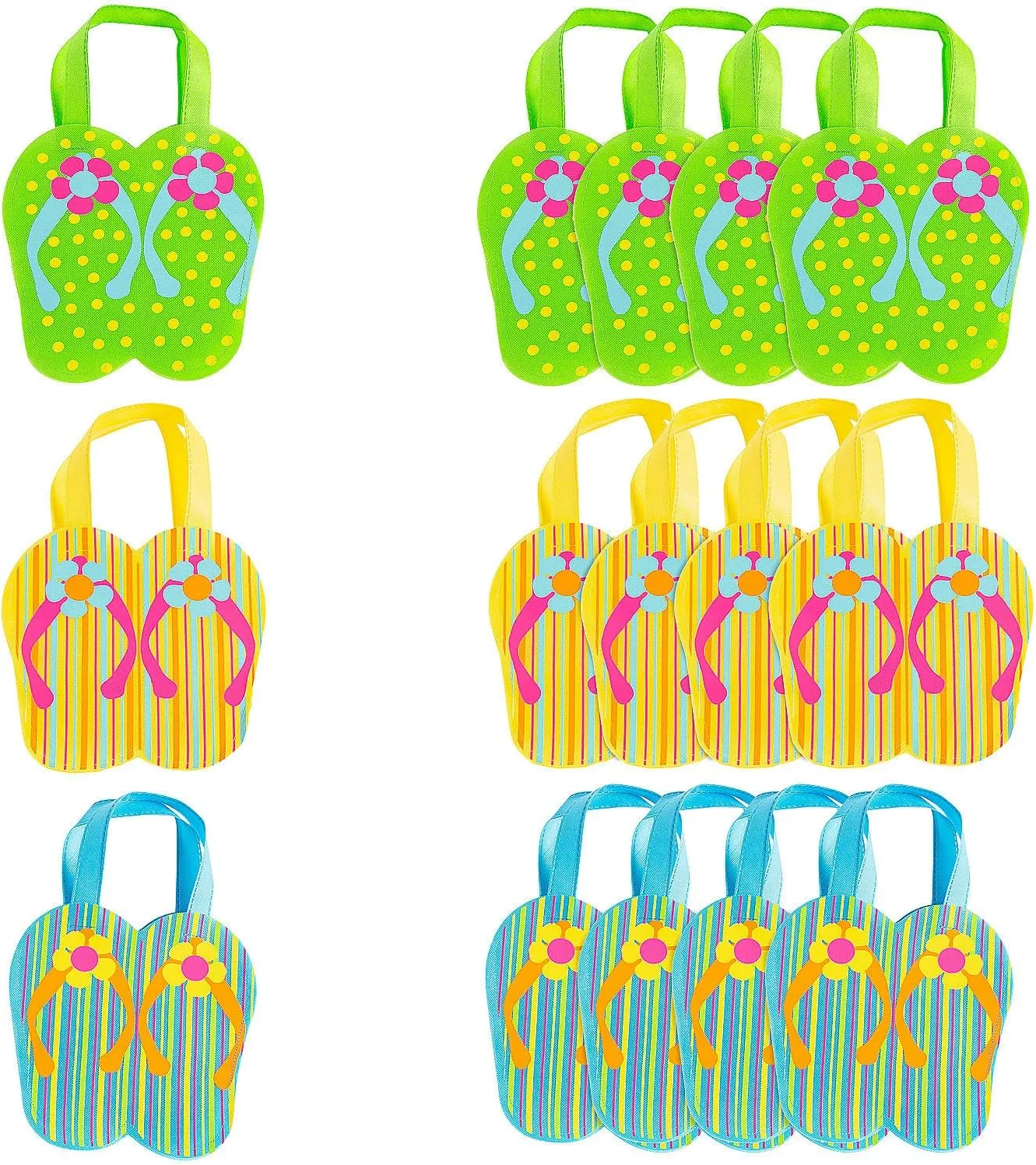 Fun Express Flip Flop Totes for Summer - Apparel Accessories - Totes - Novelty Totes - Summer - 12 Pieces