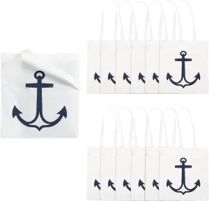 Fun Express Large White Anchor Totes for Summer - Apparel Accessories - Totes - Novelty Totes - Summer - VBS Vacation Bible School Supplies/Decor - 12 Pieces
