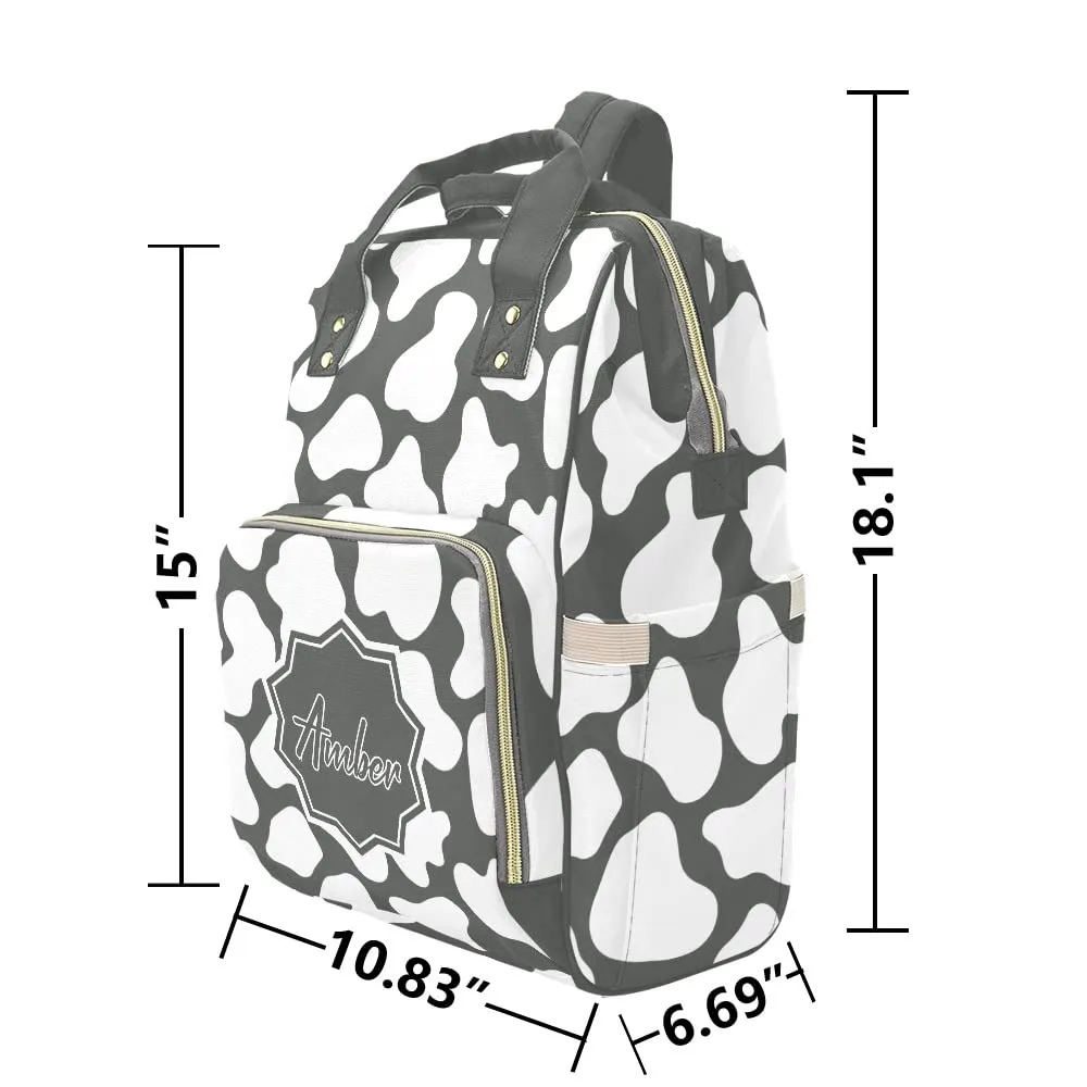 Funny Leopard Print Grey Diaper Bags Backpack with Name Personalized Baby Bag Nursing Nappy Bag Travel Tote Bag Gifts