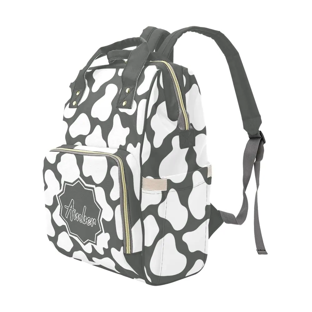 Funny Leopard Print Grey Diaper Bags Backpack with Name Personalized Baby Bag Nursing Nappy Bag Travel Tote Bag Gifts