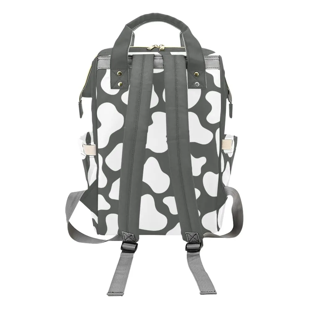 Funny Leopard Print Grey Diaper Bags Backpack with Name Personalized Baby Bag Nursing Nappy Bag Travel Tote Bag Gifts