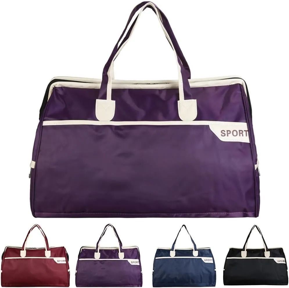 FUNSEED Large Travel Duffel Bags, Carry-on Luggage for Women and Men, 18.5×8.6×12.6 Gym Sports Personal Item Bag (Purple)