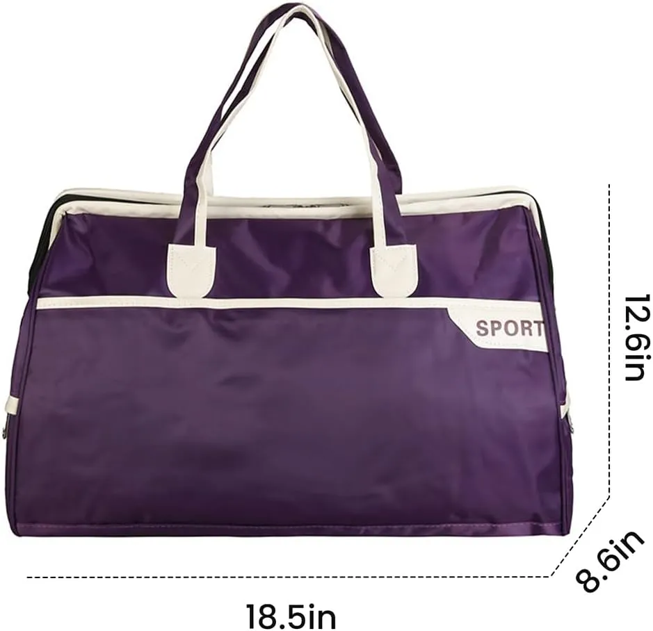 FUNSEED Large Travel Duffel Bags, Carry-on Luggage for Women and Men, 18.5×8.6×12.6 Gym Sports Personal Item Bag (Purple)