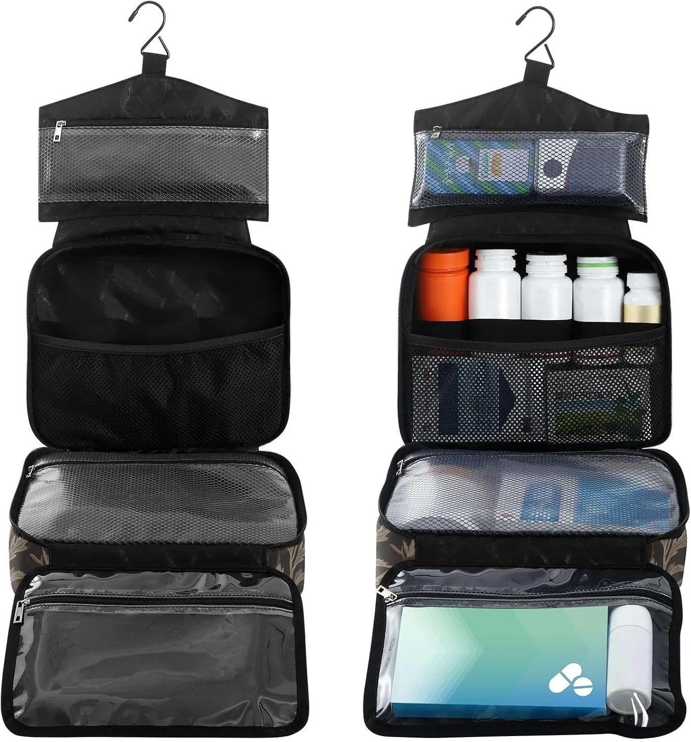 Fustylead Black Crow Moody Flowers Vintage Large Medical Storage Bag with Zipper Empty First Aid Bag Trauma Kit for Traveling Hiking Camping Backpacking