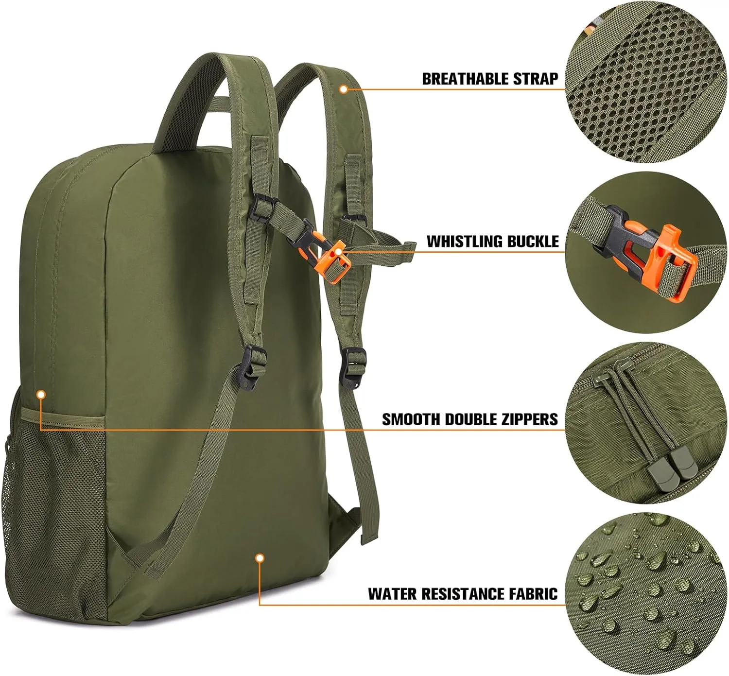 G4Free 30L Packable Tactical Backpack Lightweight Hiking Backpack Foldable Military Tactical edc Bag Water Resistant for Men Women(Army Green