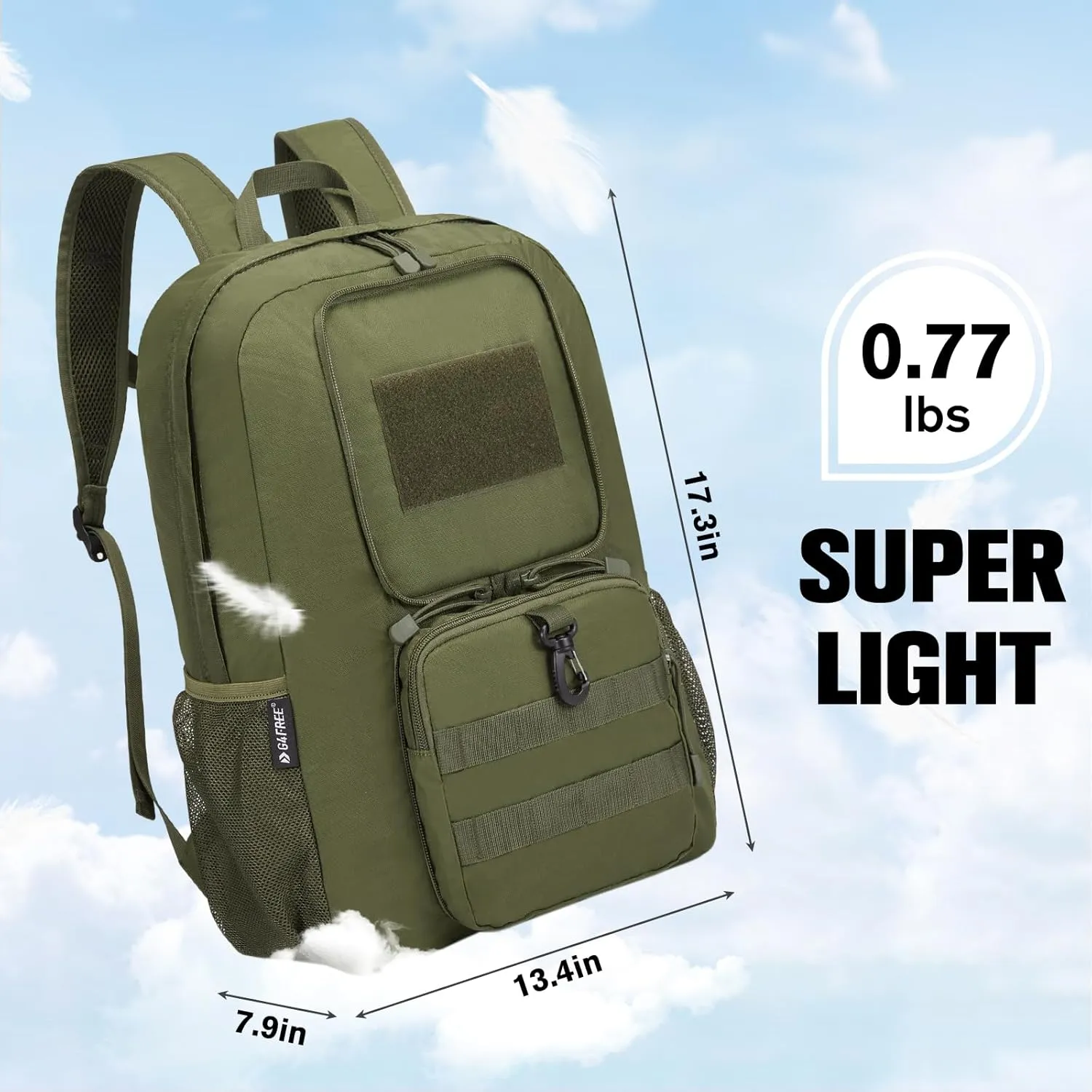 G4Free 30L Packable Tactical Backpack Lightweight Hiking Backpack Foldable Military Tactical edc Bag Water Resistant for Men Women(Army Green