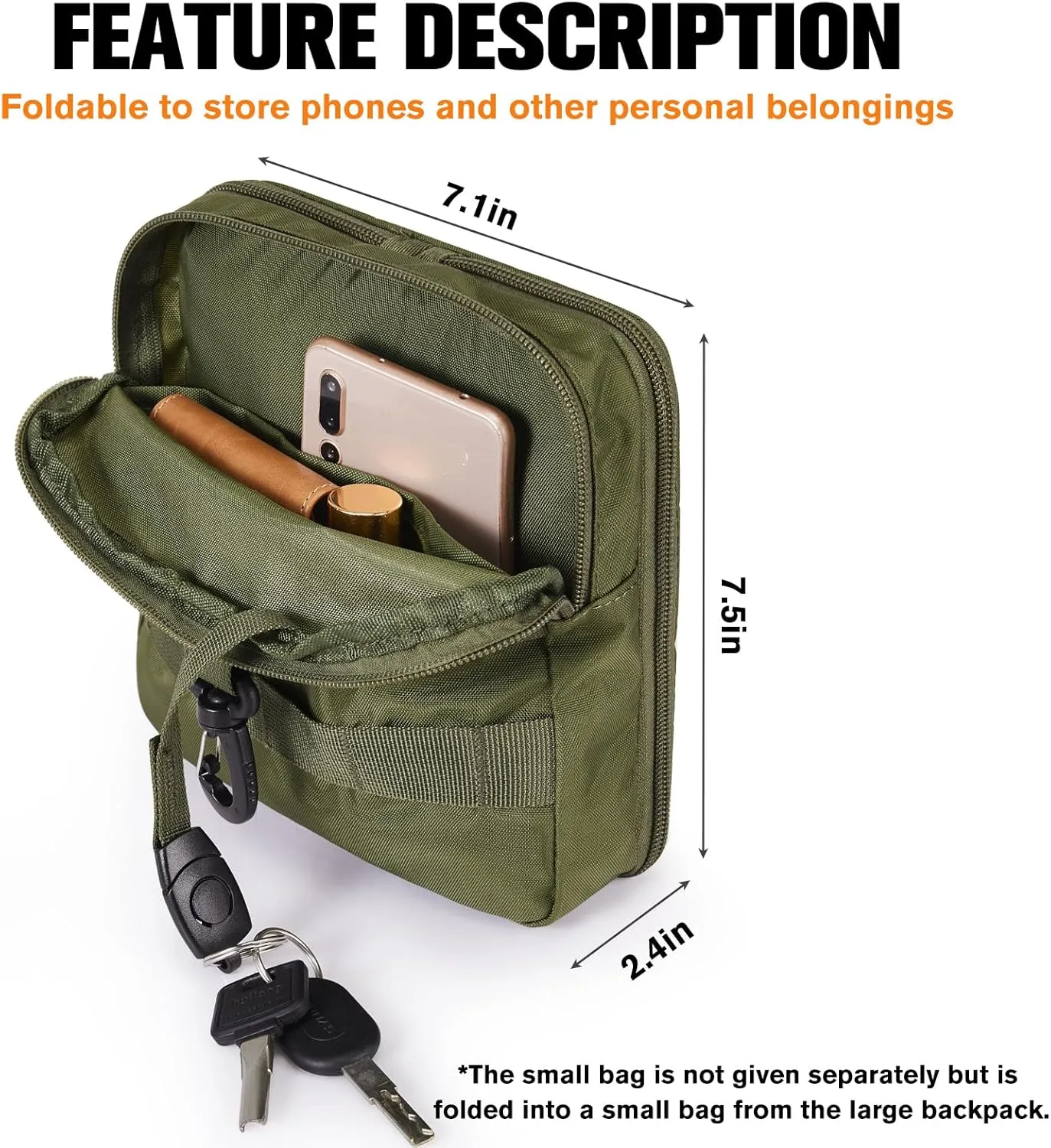 G4Free 30L Packable Tactical Backpack Lightweight Hiking Backpack Foldable Military Tactical edc Bag Water Resistant for Men Women(Army Green