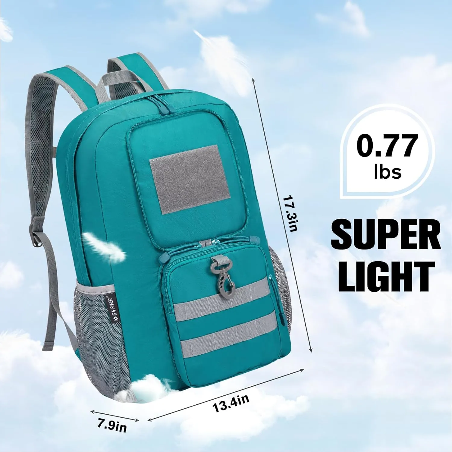 G4Free 30L Packable Tactical Backpack Lightweight Hiking Backpack Foldable Military Tactical edc Bag Water Resistant for Men Women(Peacock Blue)
