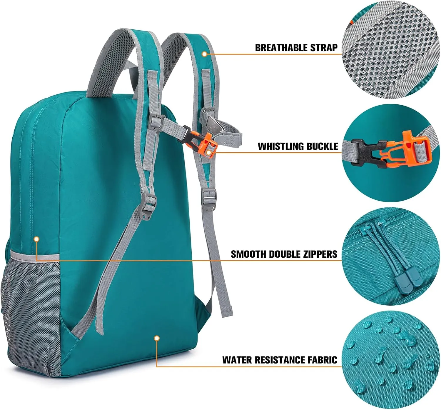 G4Free 30L Packable Tactical Backpack Lightweight Hiking Backpack Foldable Military Tactical edc Bag Water Resistant for Men Women(Peacock Blue)