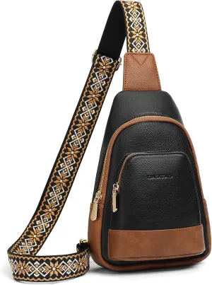 GAEKEAO Small Sling Bag Crossbody Bags for Women Anti Theft Trendy Chest Sling Purses Fanny Packs Vegan Leather Travel Belt