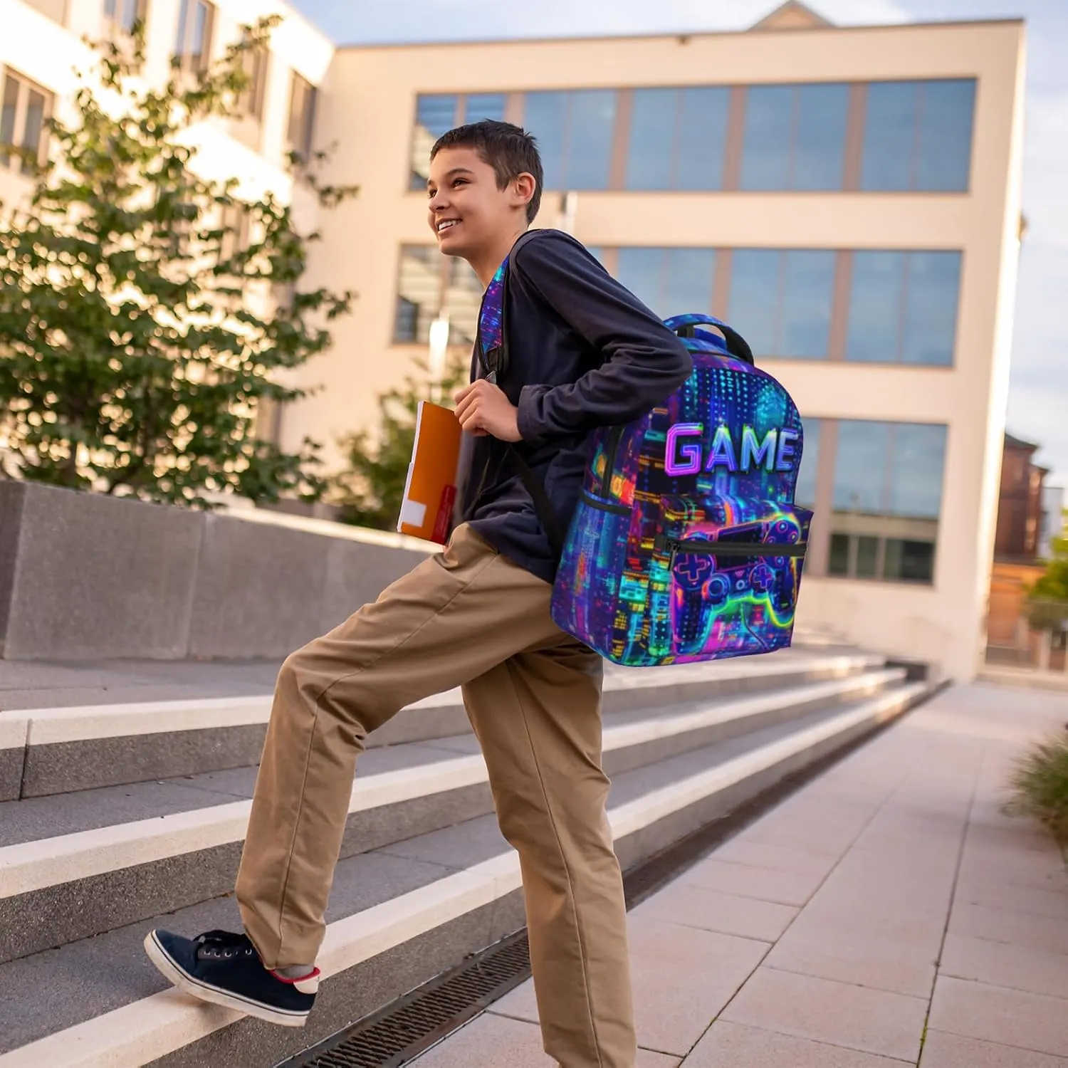 Game Backpack for Boys Abstract Gaming Backpack School BookBag Video Game Laptop Backpack Hiking Travel Bag for Kids Boys Teens Adults