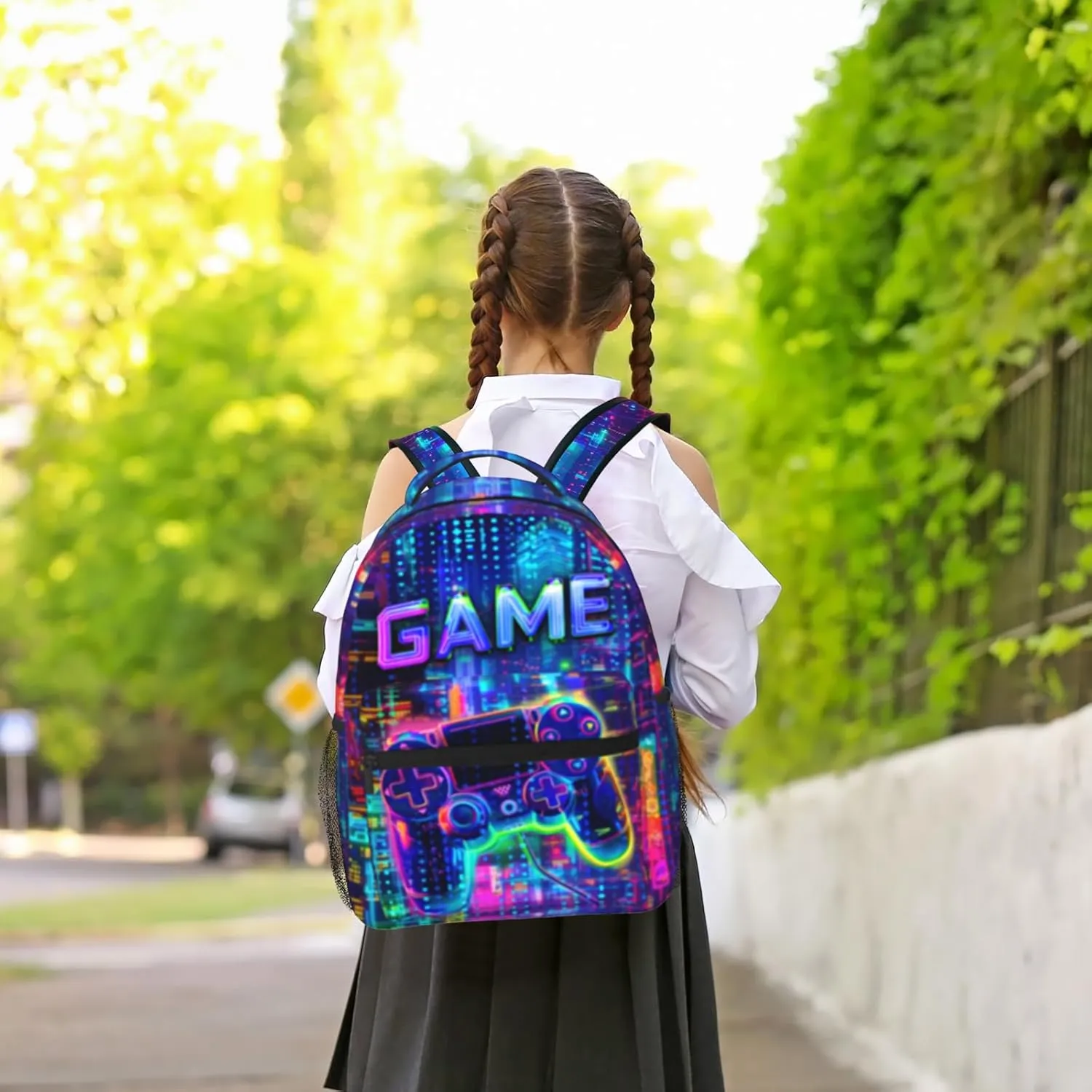 Game Backpack for Boys Abstract Gaming Backpack School BookBag Video Game Laptop Backpack Hiking Travel Bag for Kids Boys Teens Adults