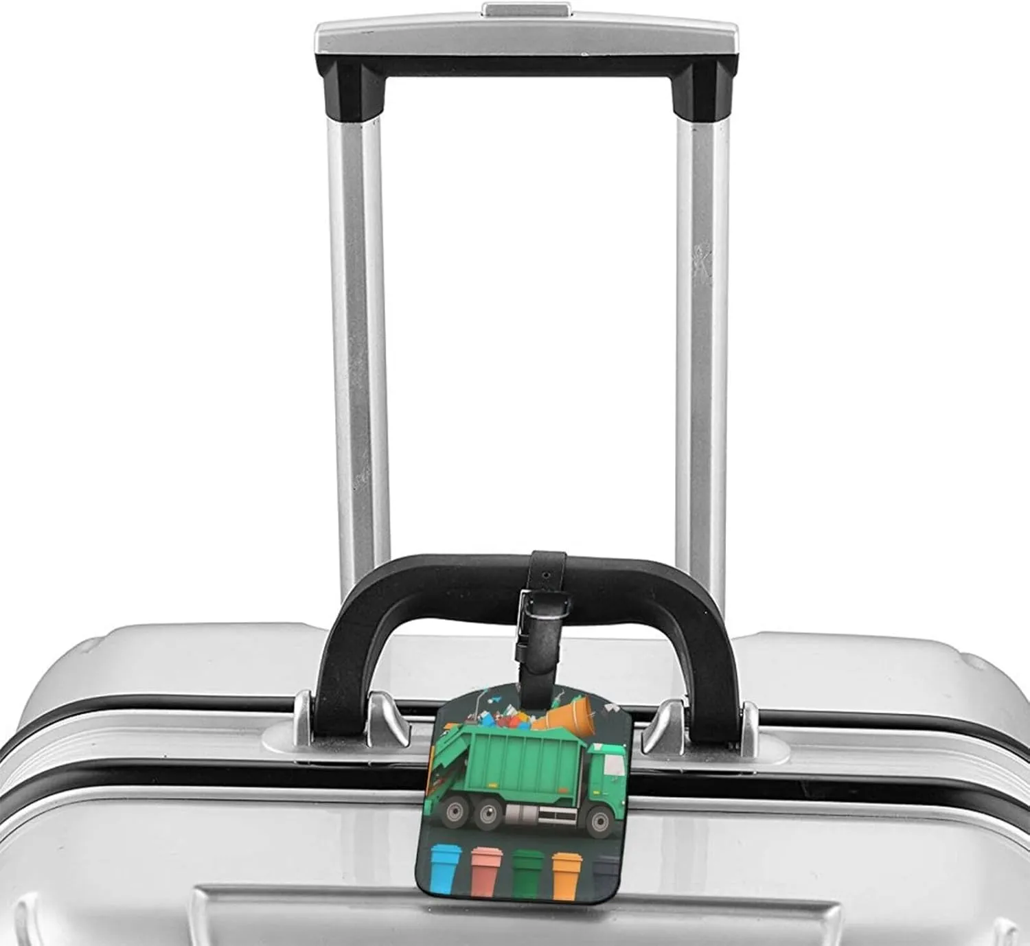 Garbage Truck Garbage Classification Leather Luggage Tag, Cute Personalized Privacy Protection Travel Bag Labels Suitcase Tags