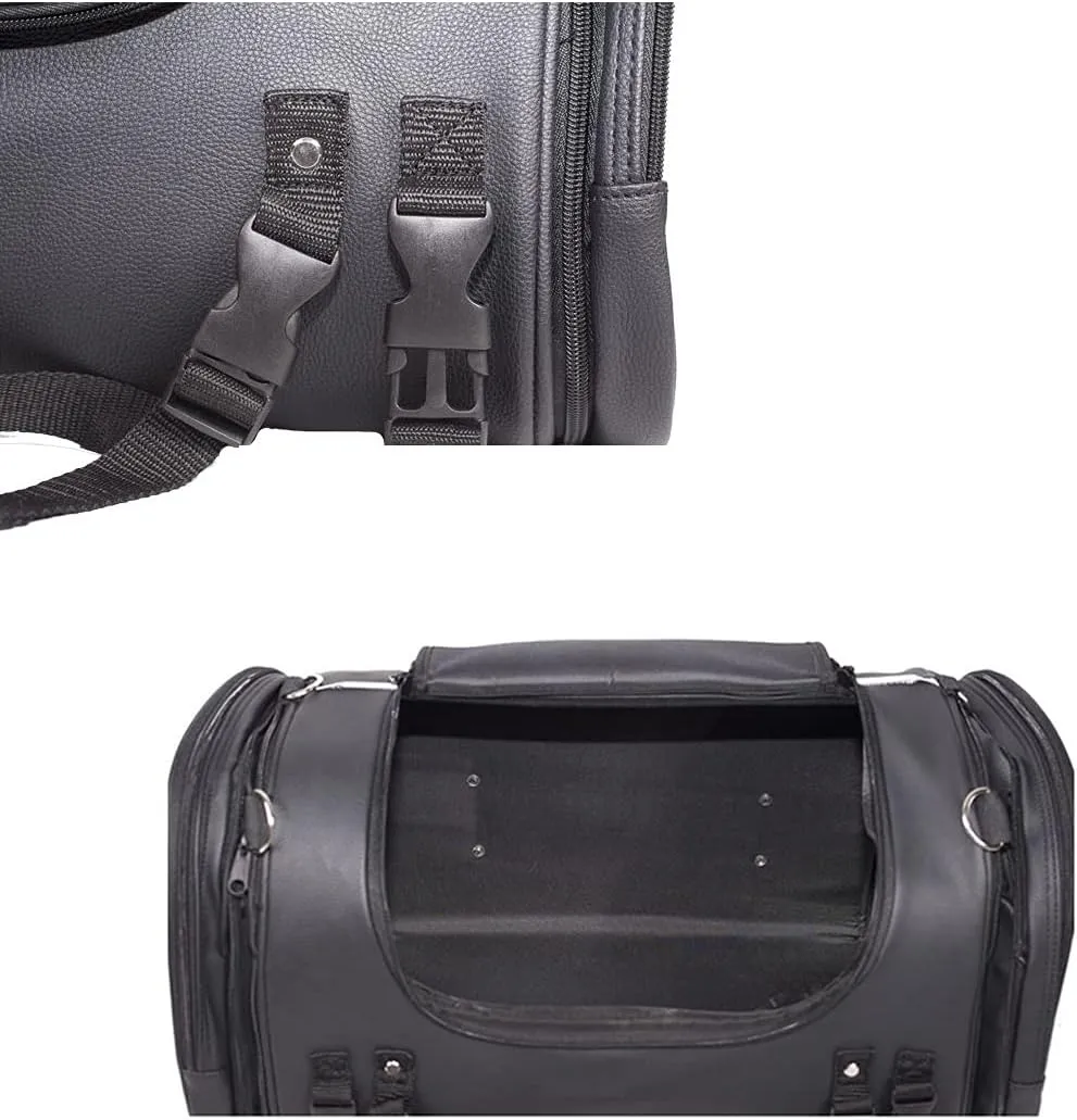 GARGOYLE BELLS Motorcycle Sissy Bar Bag Universal Motorcycle Trunk Bag with Skull Leather Saddlebags Storage Tool Bags for Motorcycle (12" x 21" x 12.5", No Skull, Black)