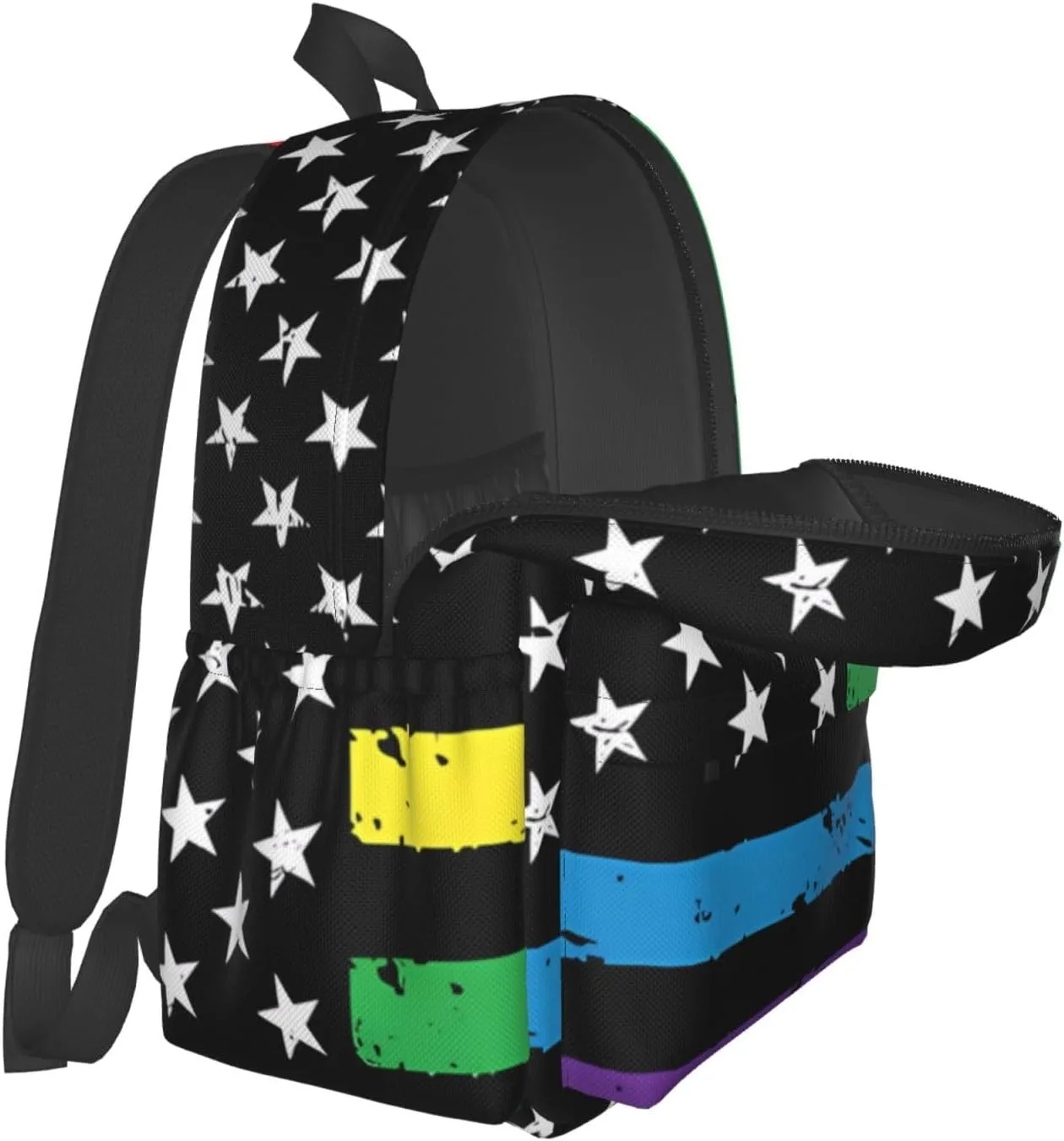 Gay Pride Rainbow American Flag LGBT Progress Flag Backpack Double Shoulder Bag 15 Inch Laptop Bagpacks for Hiking Work Camping Travel