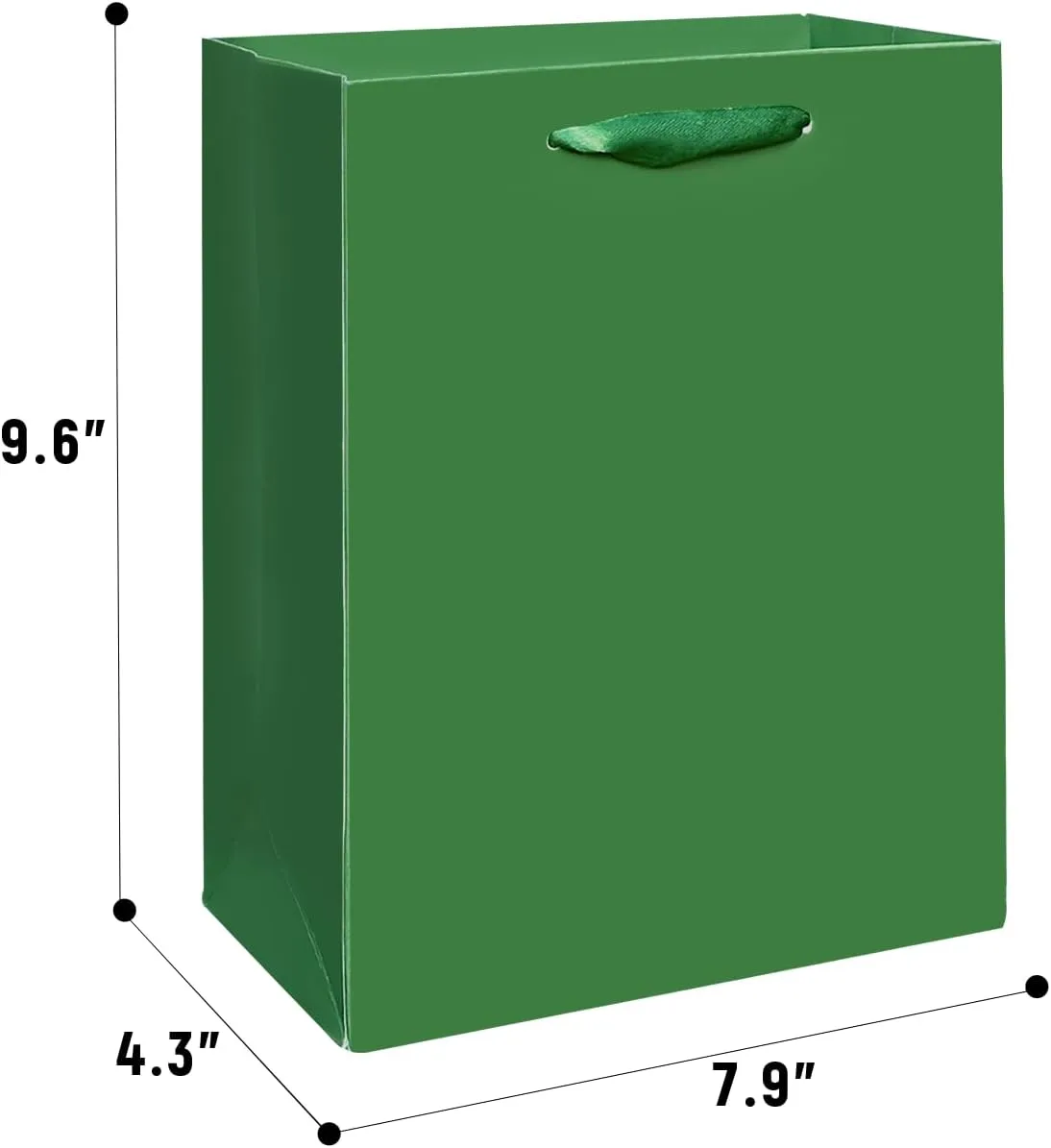 Gcardist Dark Green Gift Bags with Tissue Paper for Wedding, Birthday, Party Supplies-7.9"x4.3"x9.6" Medium Size Cardboard Gift Bags（16pcs Bags  32pcs Tissue Paper ）