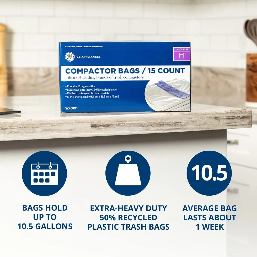 GE WX60X1 Genuine OEM Universal Trash Compactor Bags for GE Trash Compactors