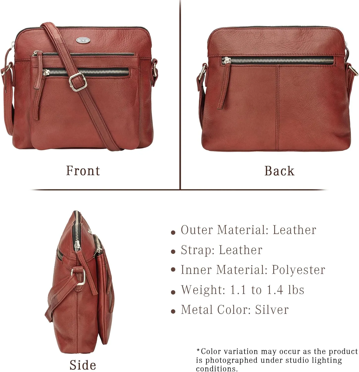 Genuine Leather Crossbody Bags for Women, Premium Handmade Leather Purses - Shoulder Handbags, Adjustable Strap