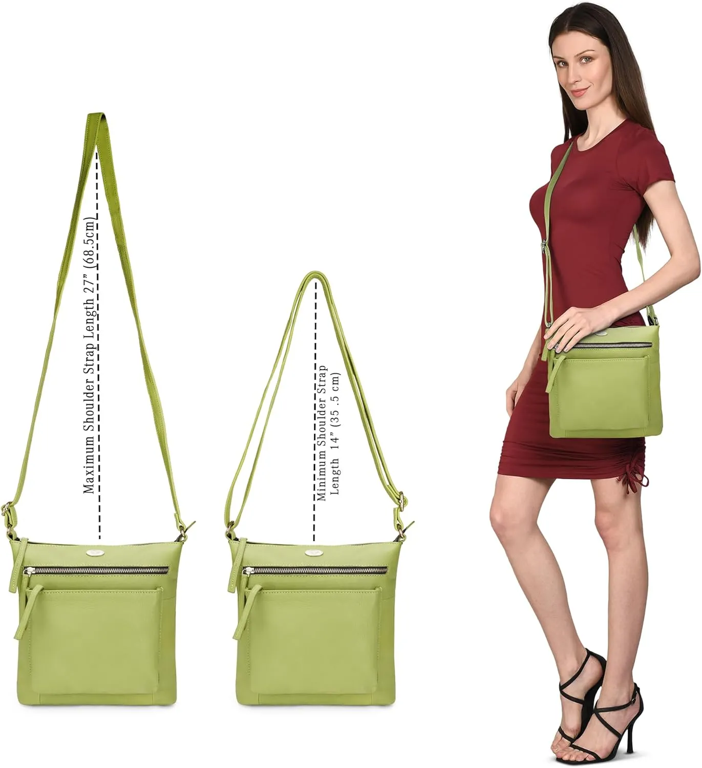 Genuine Leather Crossbody Bags for Women, Premium Handmade Leather Purses - Shoulder Handbags, Adjustable Strap