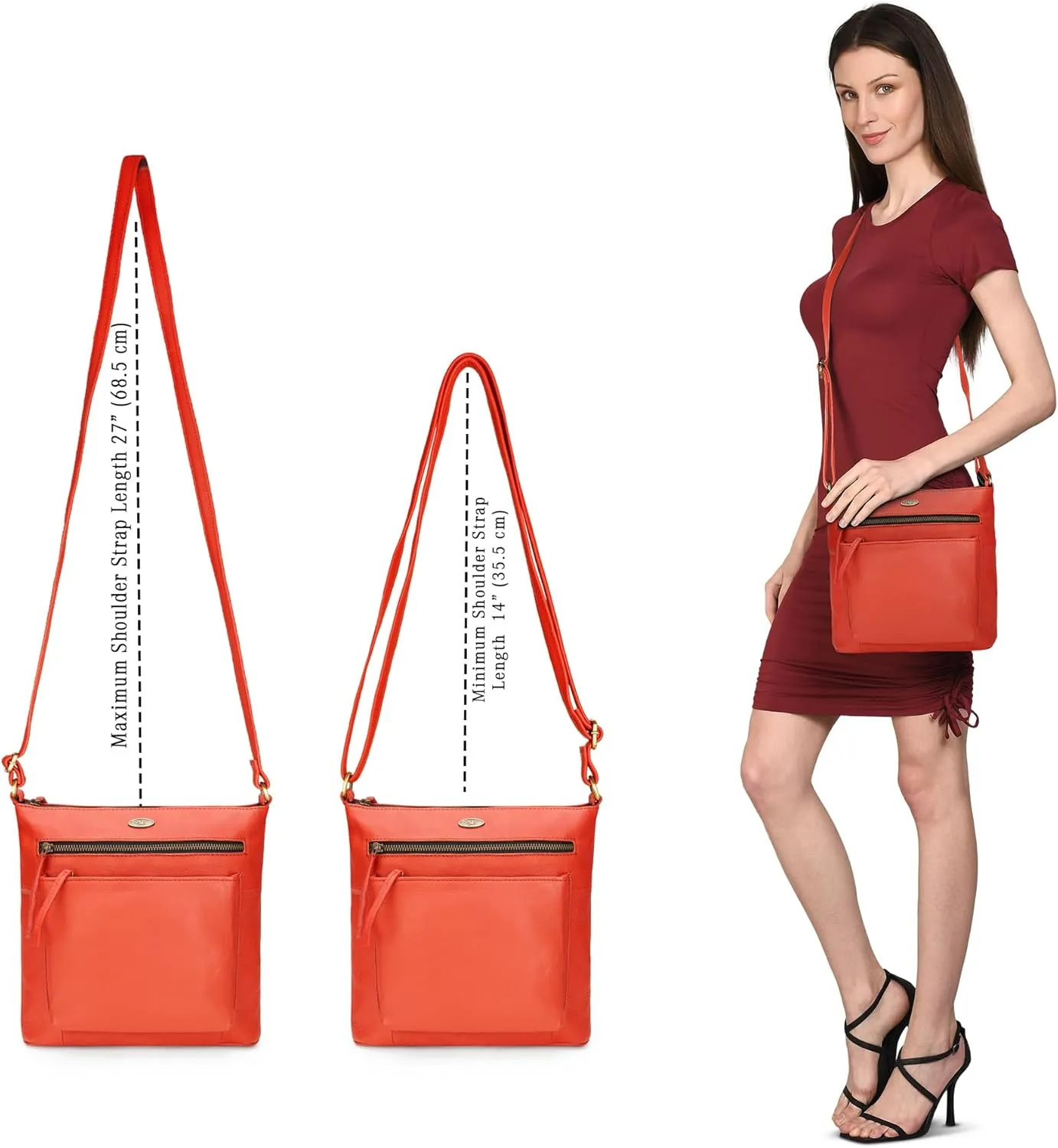 Genuine Leather Crossbody Bags for Women, Premium Handmade Leather Purses - Shoulder Handbags, Adjustable Strap