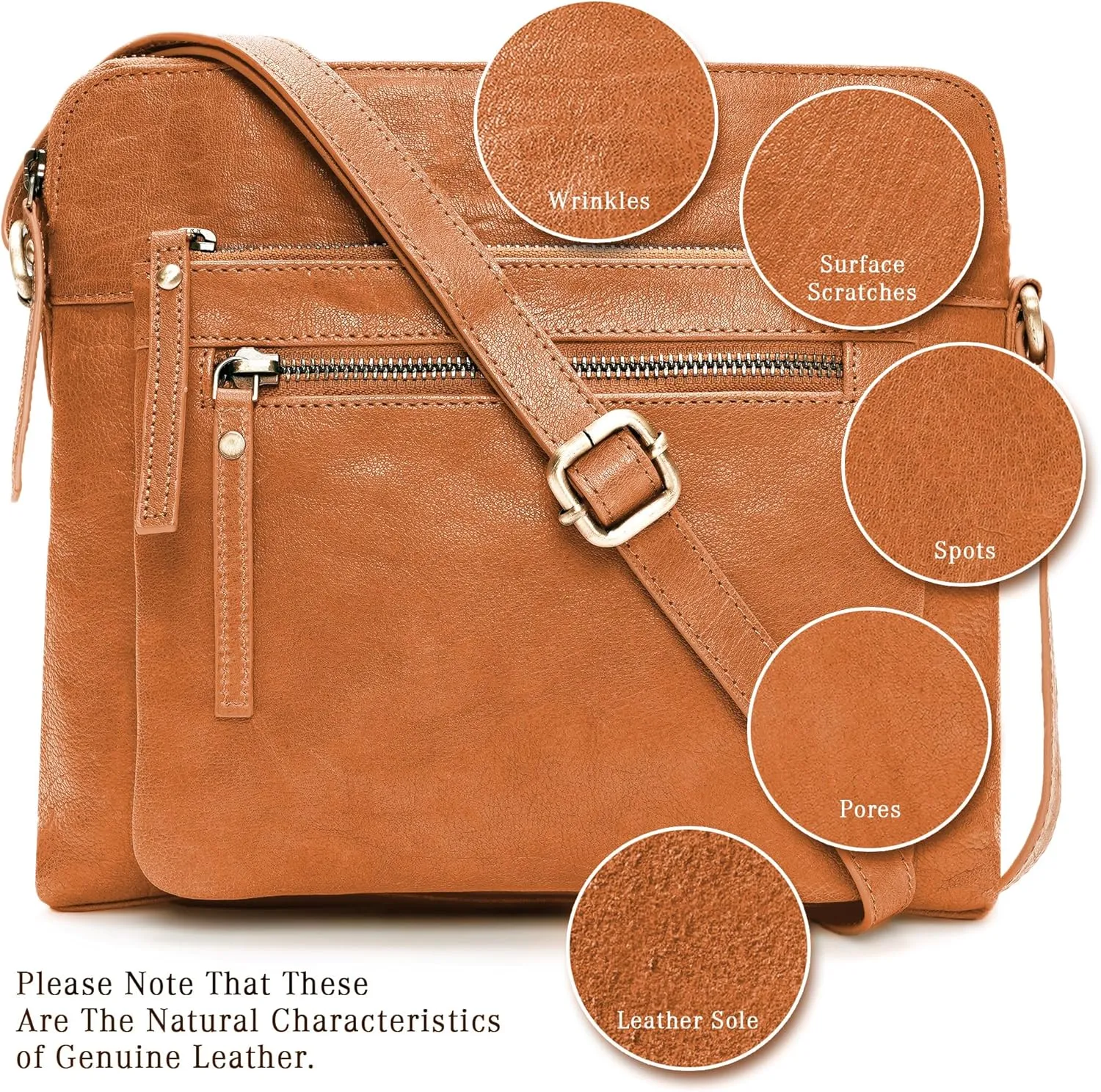 Genuine Leather Crossbody Bags for Women, Premium Handmade Leather Purses - Shoulder Handbags, Adjustable Strap