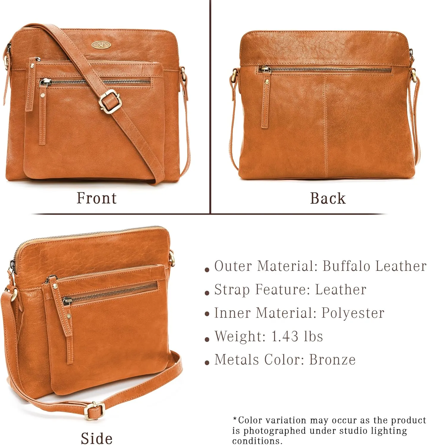 Genuine Leather Crossbody Bags for Women, Premium Handmade Leather Purses - Shoulder Handbags, Adjustable Strap