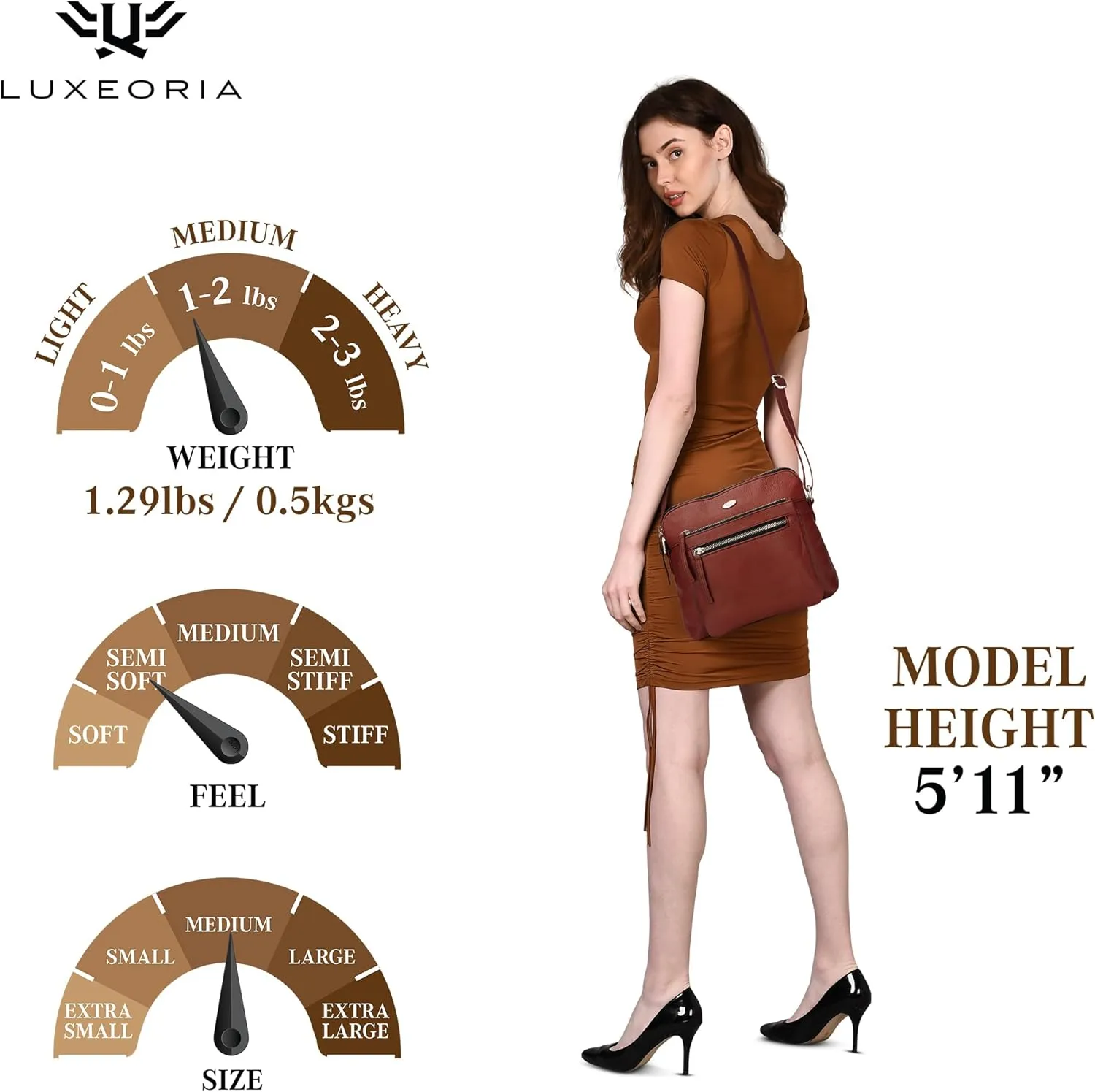 Genuine Leather Crossbody Bags for Women, Premium Handmade Leather Purses - Shoulder Handbags, Adjustable Strap