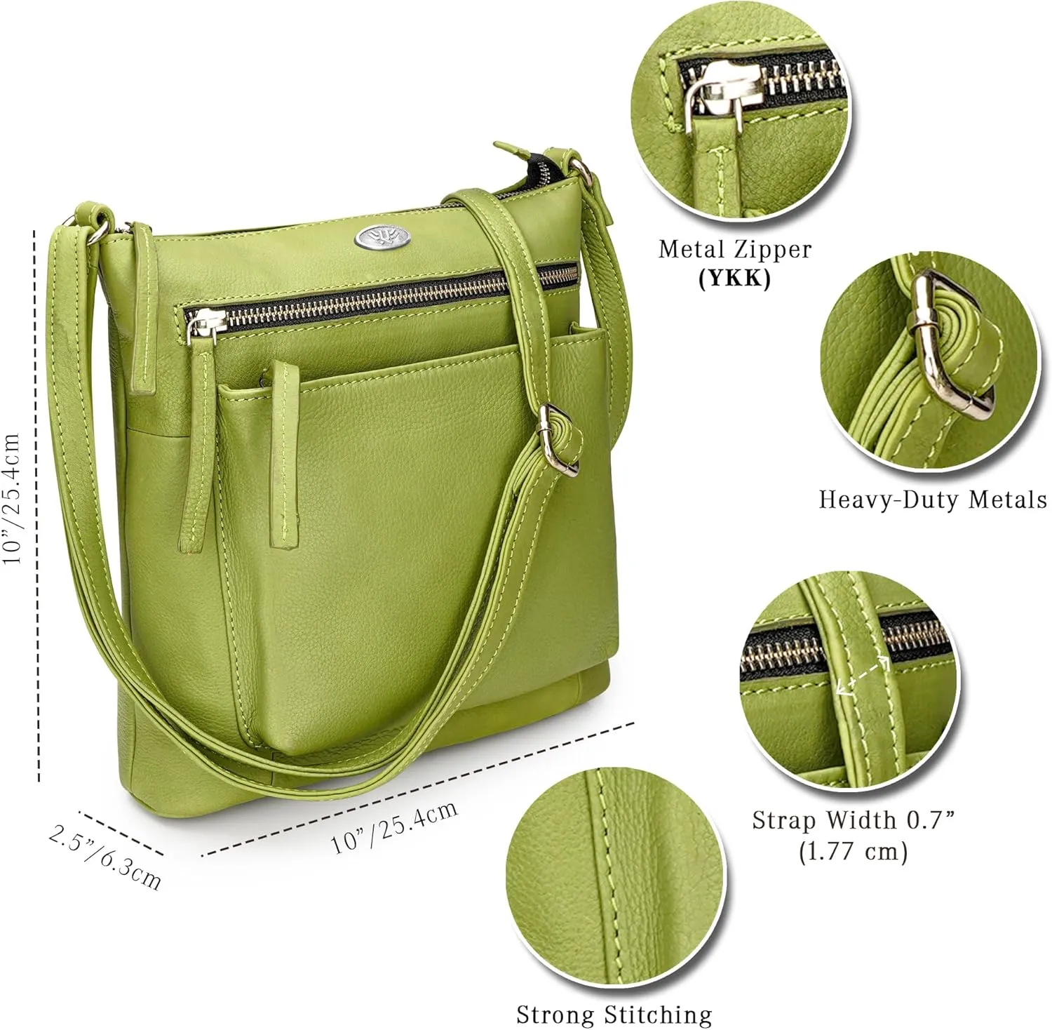 Genuine Leather Crossbody Bags for Women, Premium Handmade Leather Purses - Shoulder Handbags, Adjustable Strap