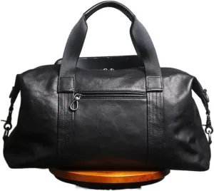 Genuine Leather Handbag Men's Large-Capacity Travel Bag Cowhide Shoulder Diagonal Bag Light Business Travel Duffel Bag