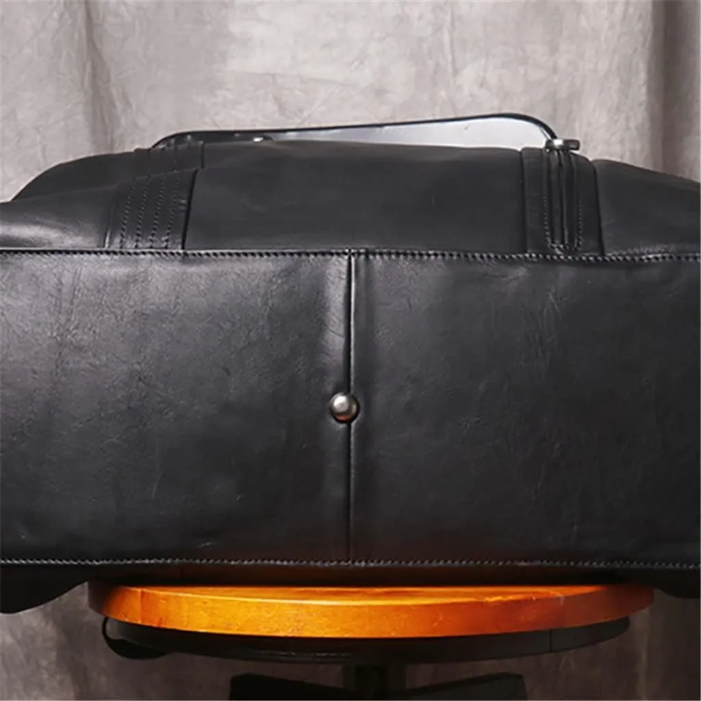 Genuine Leather Handbag Men's Large-Capacity Travel Bag Cowhide Shoulder Diagonal Bag Light Business Travel Duffel Bag