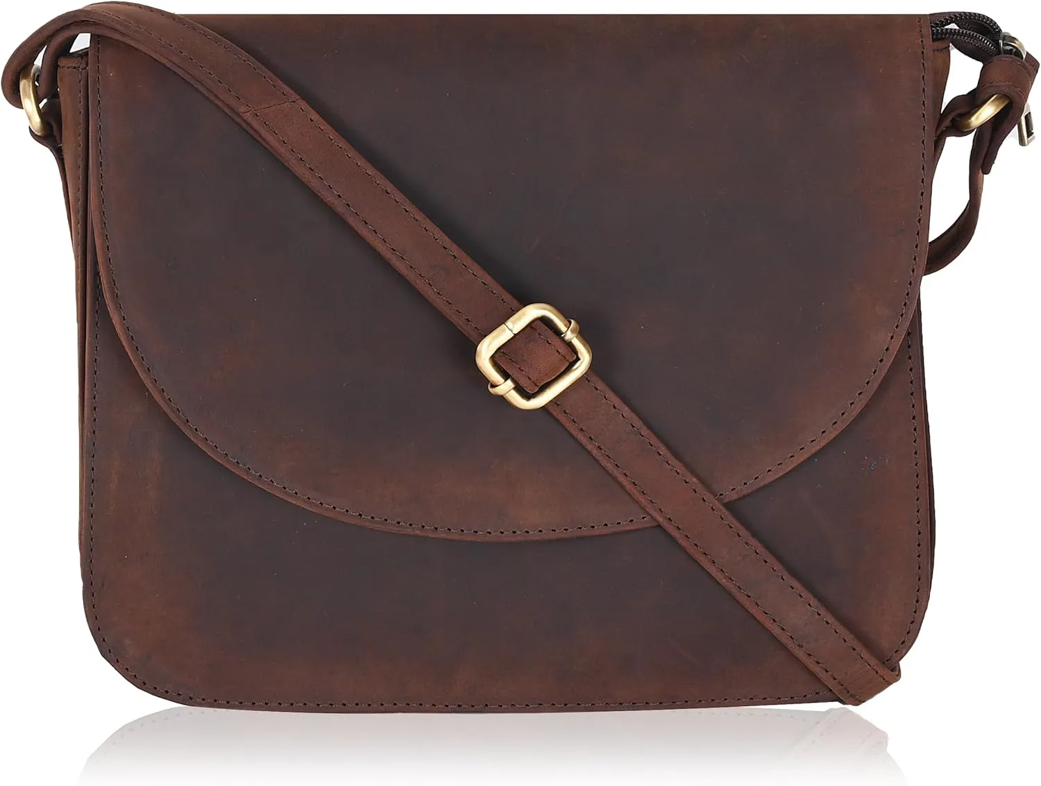 Genuine Leather Shoulder Crossbody Purse For Women with Adjustable Strap, Mobile Pocket & Outside & Inside Zipper