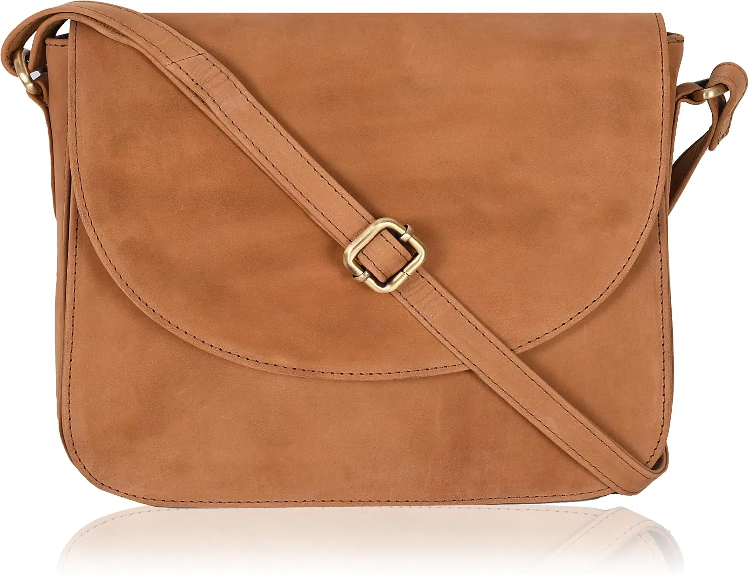 Genuine Leather Shoulder Crossbody Purse For Women with Adjustable Strap, Mobile Pocket & Outside & Inside Zipper