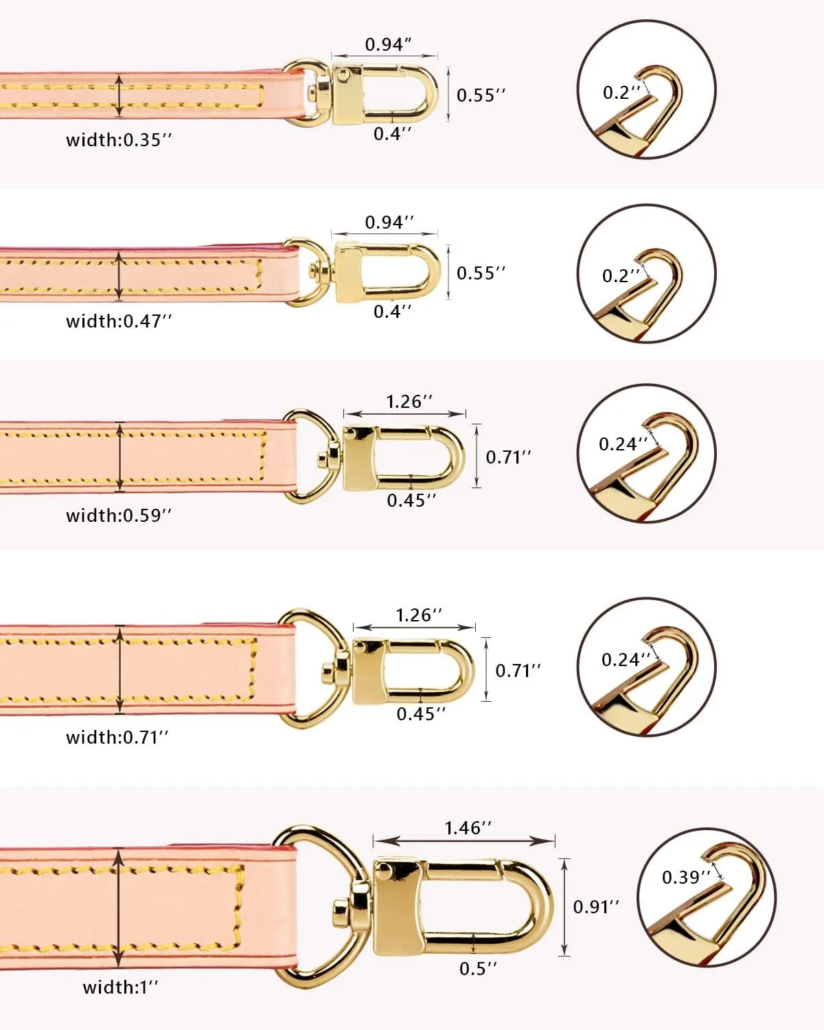 Genuine Vachetta Leather Adjustable Crossbody Replacement Straps for Purses Shoulder Bags