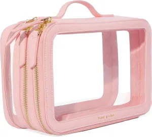 Goodies Lab Beauty Goodies Pink Makeup Bag Pink Cosmetic Bag Make Up Bag for Women, Travel Makeup Bag Organizer Clear Makeup Bags For Traveling, Clear Makeup Case Cosmetic Case Cosmetic Travel Bag