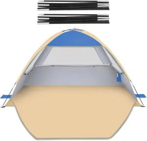 Gorich Beach Tent for 3 People   Beach Tent Poles for Replacement (3 People, Dark Blue)