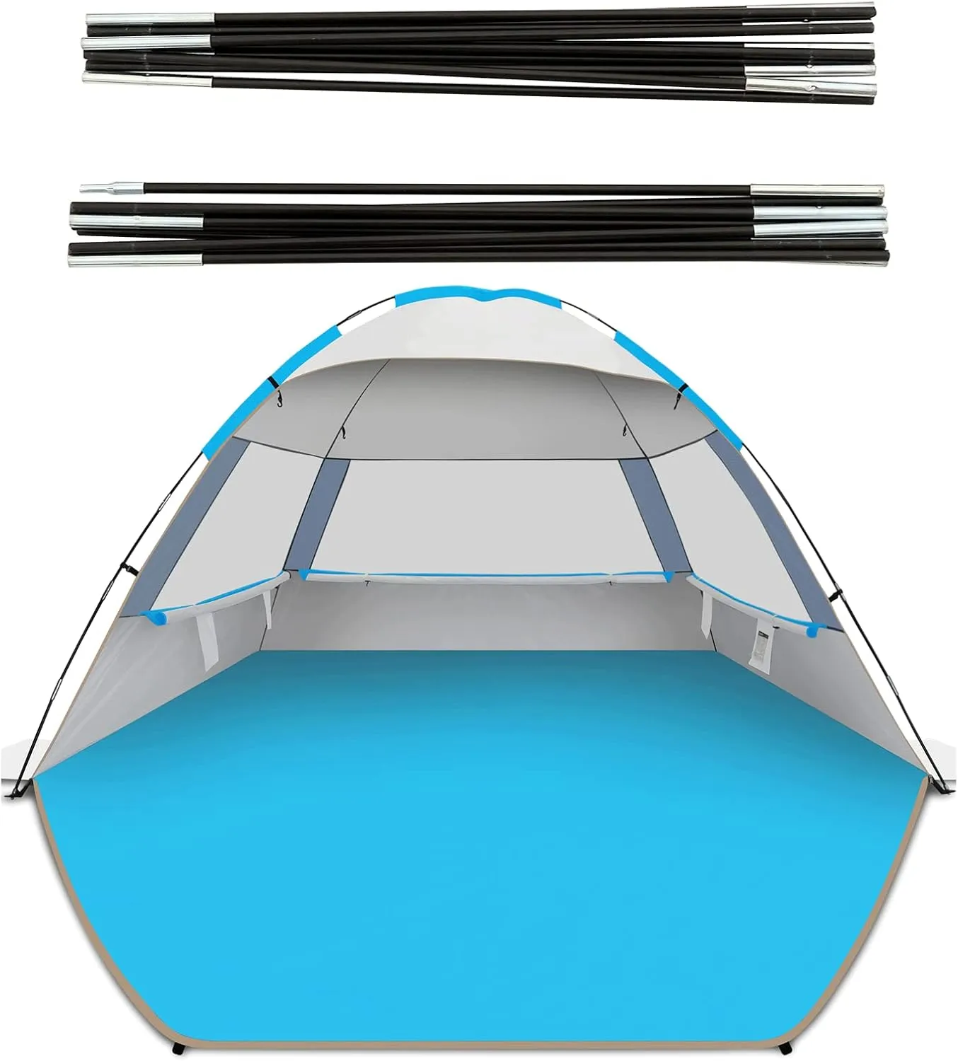 Gorich Beach Tent for 6 People   Beach Tent Poles for Replacement (8 People, Silver)