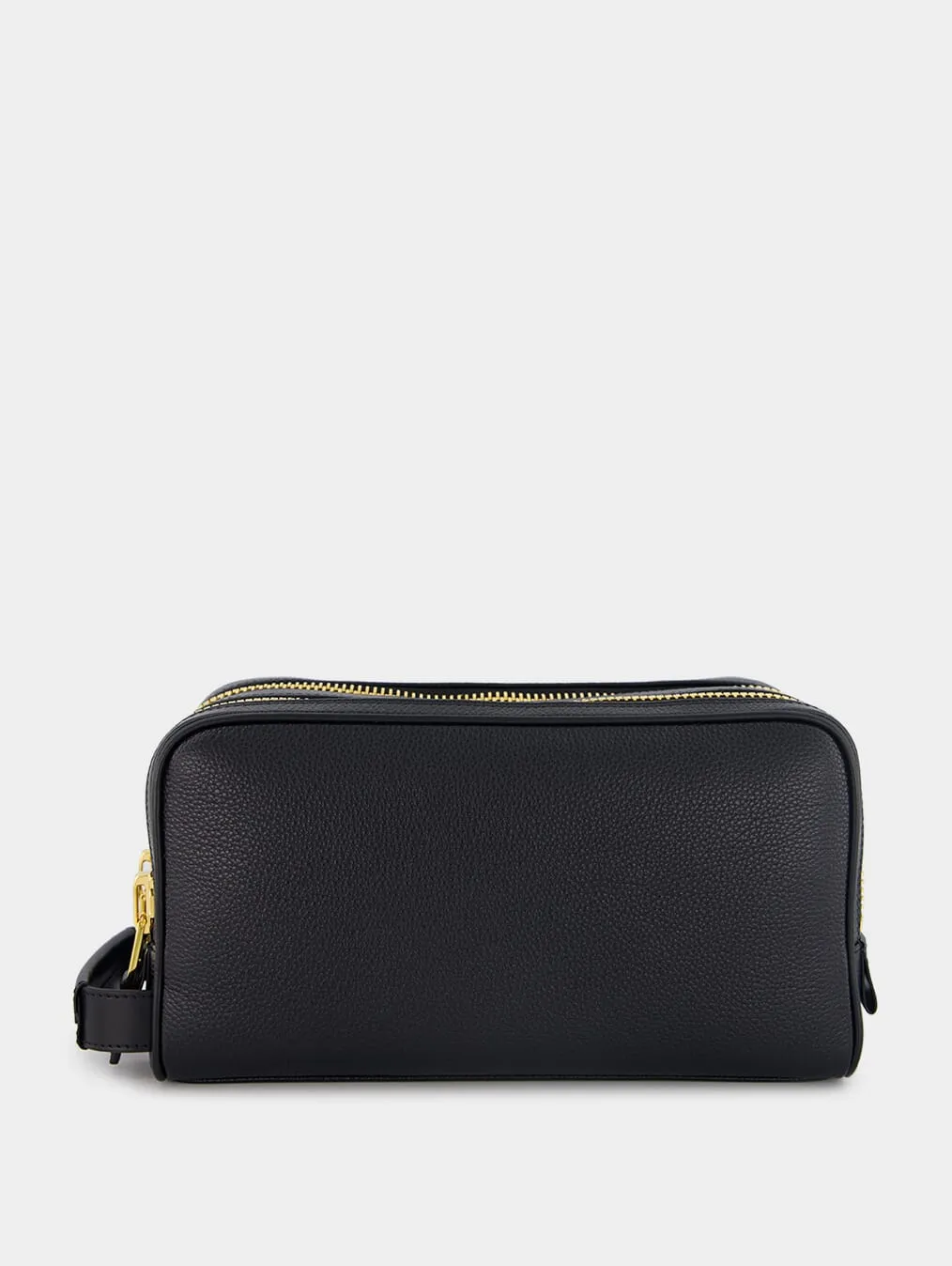 Grain Leather Double Zip Dopp Wash Bag
