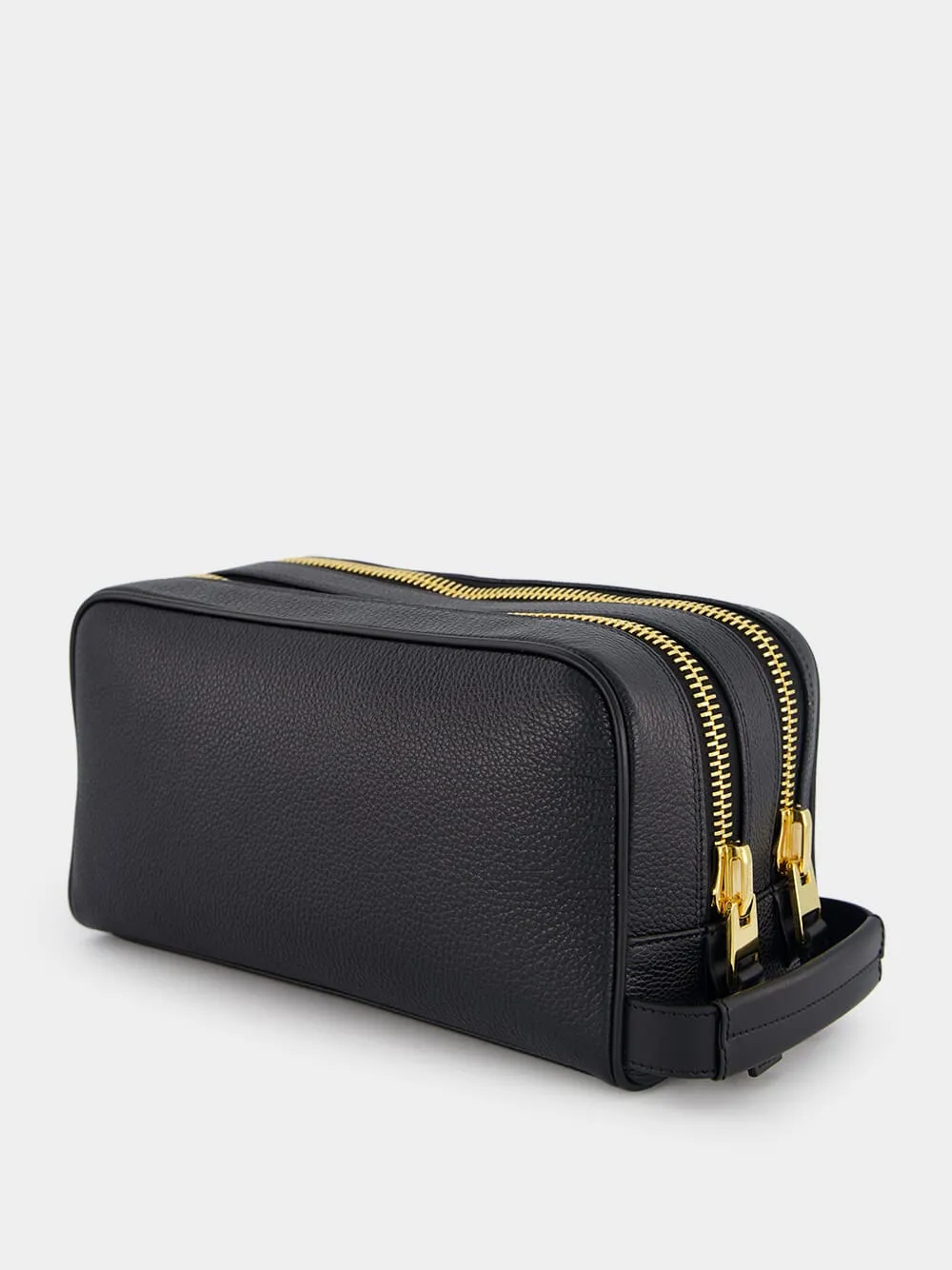 Grain Leather Double Zip Dopp Wash Bag