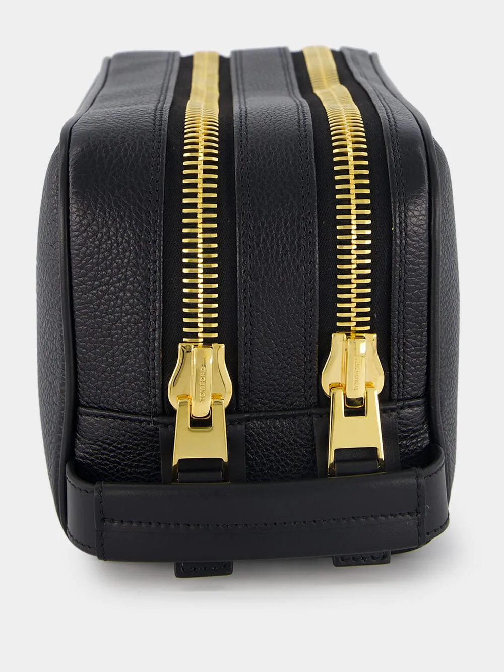 Grain Leather Double Zip Dopp Wash Bag