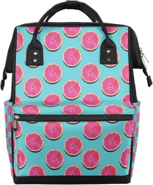 Grapefruit Pink Flesh Diaper Bag Tote Large Capacity Waterproof with Adjustable Shoulder Strap and Pram Straps Mommy Bag for Hospital Beach Weekender Travel