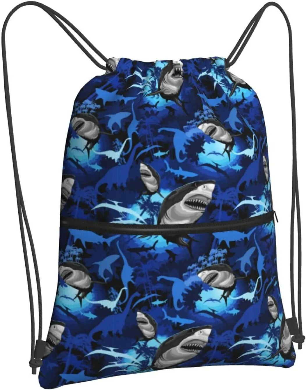 Great White Shark Sharks Drawstring Backpack Unisex Gym Bags Sport String Bag for Hiking Yoga Travel Swimming Beach 15 X 18 Inch