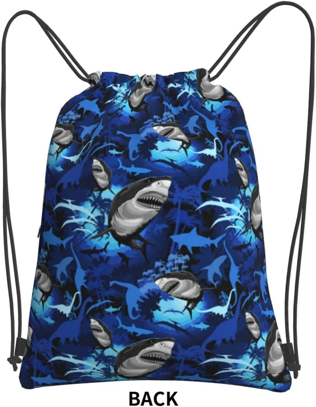 Great White Shark Sharks Drawstring Backpack Unisex Gym Bags Sport String Bag for Hiking Yoga Travel Swimming Beach 15 X 18 Inch