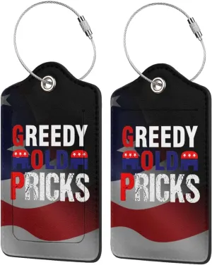 Greedy Old Pricks 2 Leather Luggage Tags for Bags Gifts for Men Women0, Black