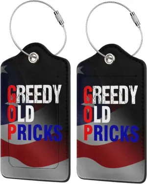 Greedy Old Pricks1 2 Leather Luggage Tags for Bags Gifts for Men Women7, Black