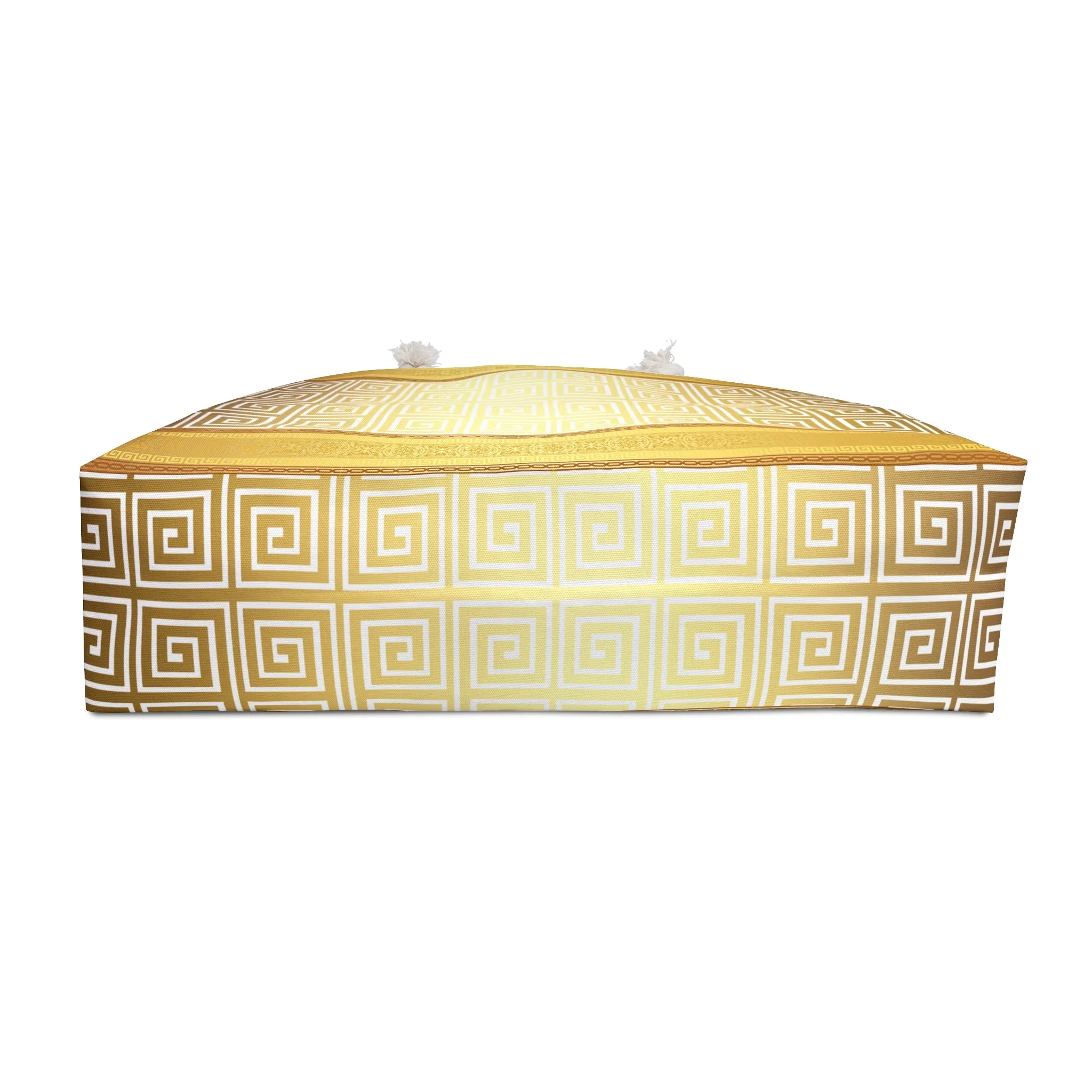 Greek Key White Yellow Gold Weekender Bag