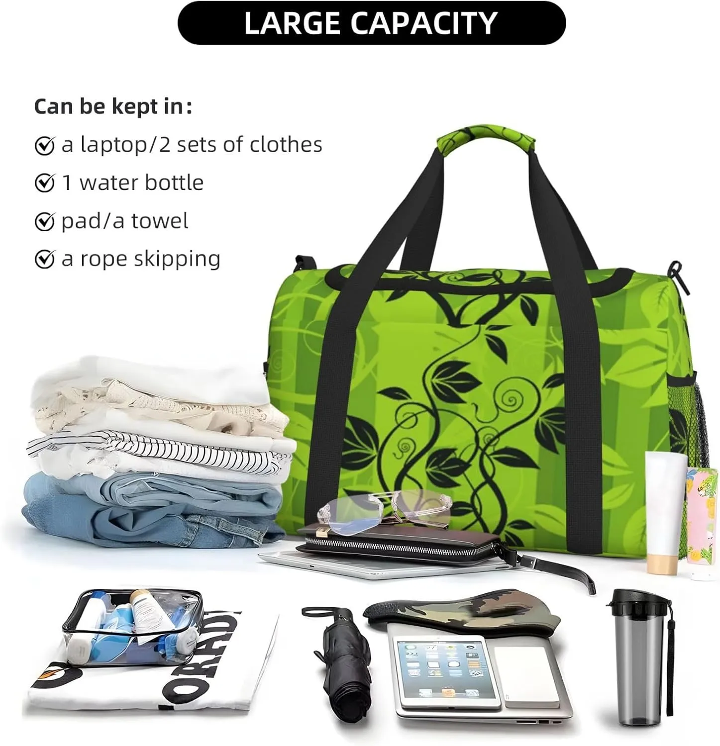 Green Foliage Shading Tree Grass Travel Duffel Bag Large Foldable Waterproof Overnight Bag For Beach Swim Bags Pool Sports Gym