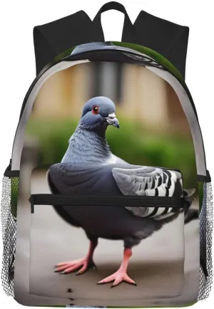 Grey Pigeon Print Travel Backpack, Suitable For Daily Commute, Outdoor Sports And Weekend Vacation