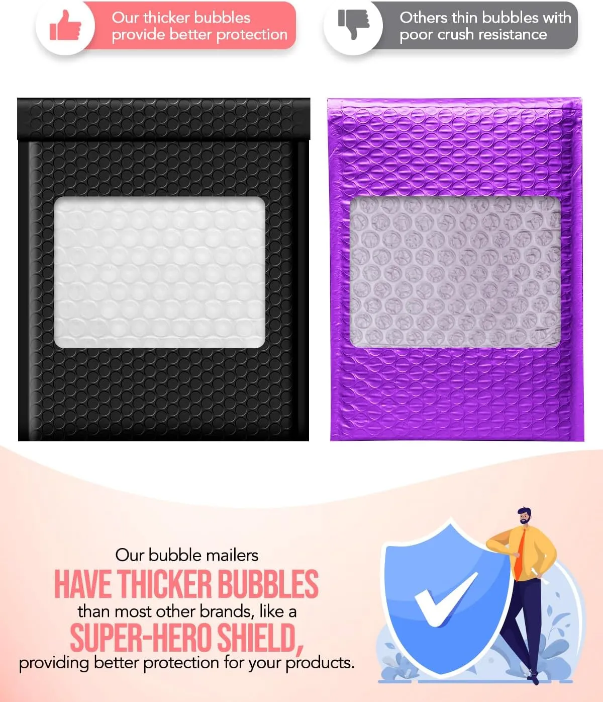 GSSUSA Black Bubble Mailers 8.5x12 large Padded Envelopes 25 Pack,Self-Seal Shipping Mailer, Packaging Bags, Small Business Supplies,Mailing Bags, Packaging for Small Business, Black