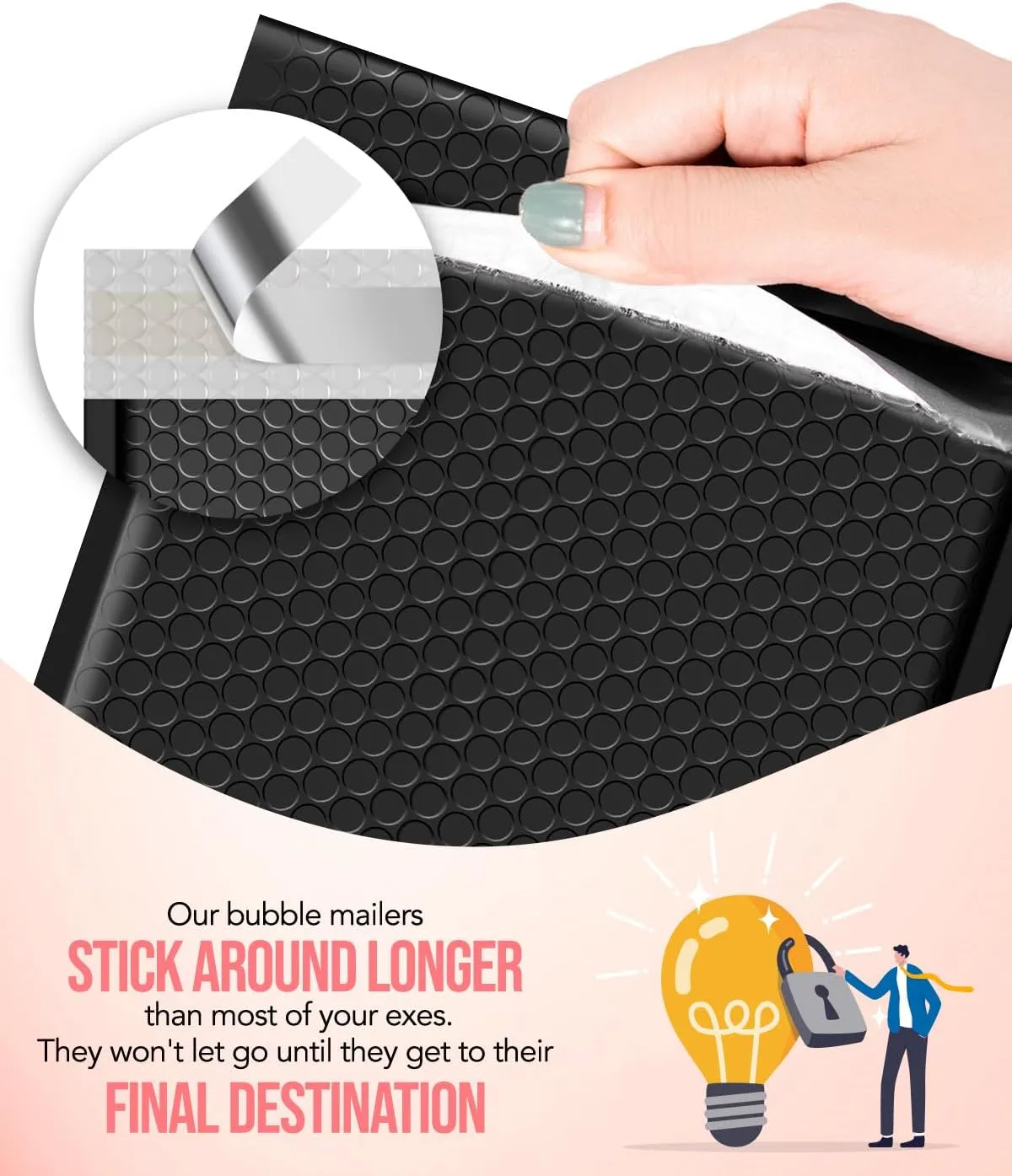 GSSUSA Black Bubble Mailers 8.5x12 large Padded Envelopes 25 Pack,Self-Seal Shipping Mailer, Packaging Bags, Small Business Supplies,Mailing Bags, Packaging for Small Business, Black